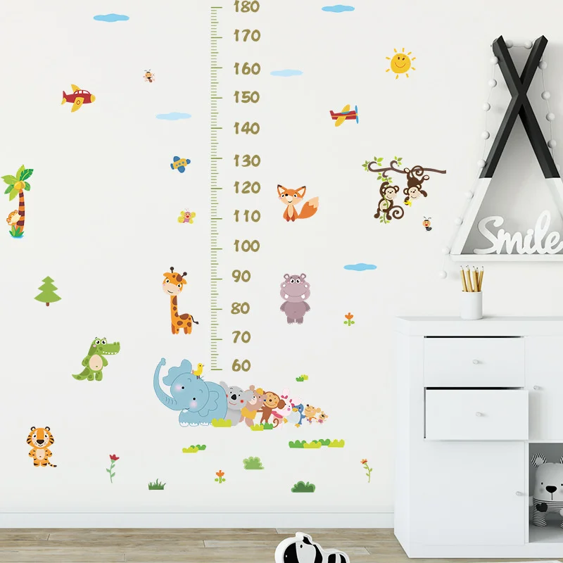 

Cartoon Animal Elephant Wallpaper Fox Giraffe Monkey Crocodile Coconut Tree Wall Sticker Children's Room Home Wall Decoration