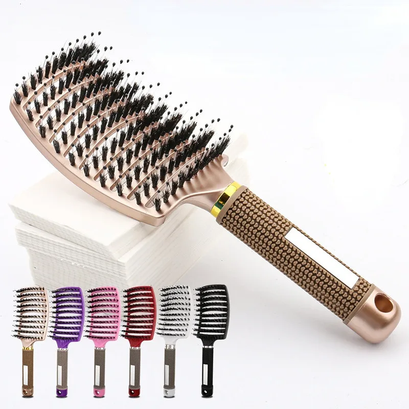 

Hair Brush Scalp Massage Comb Hairbrush Bristle&Nylon Women Wet Curly Detangle Hair Brush for Salon Hairdressing Styling Tools