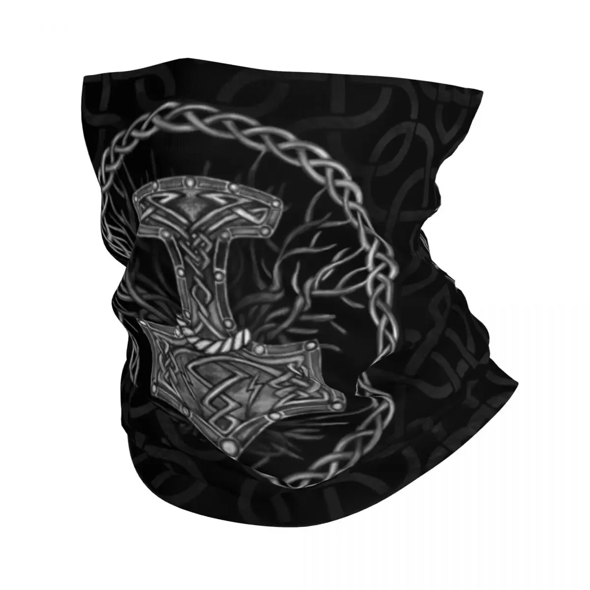 

Mjolnir The Hammer Of Thor And Tree Of Life Bandana Neck Warmer Women Winter Ski Tube Scarf Gaiter Norse Viking God Face Cover