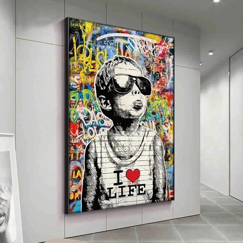 Печать на холсте &quotУличный стиль граффити маленький мальчик&quot
