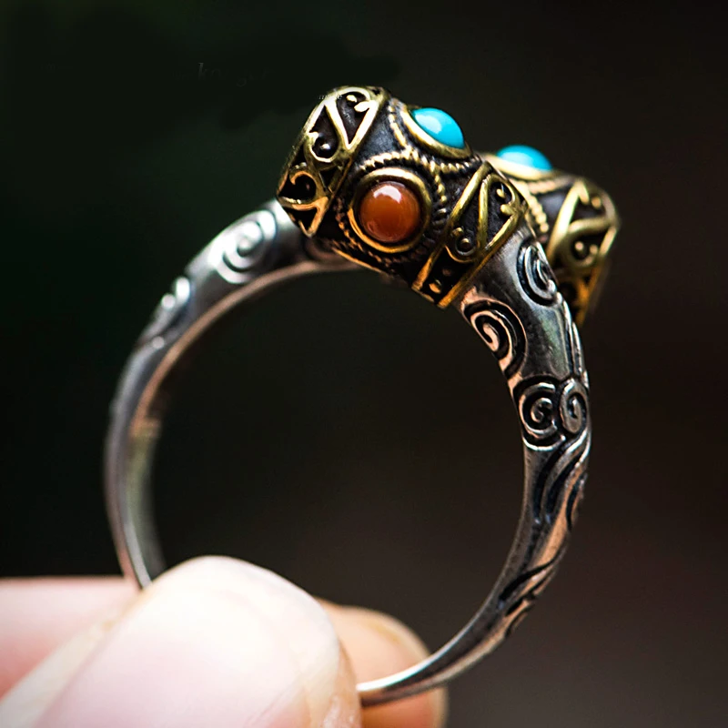 

Rt, серебряный цвет, золотой обруч, кольцо ручной работы, мужское кольцо властителя