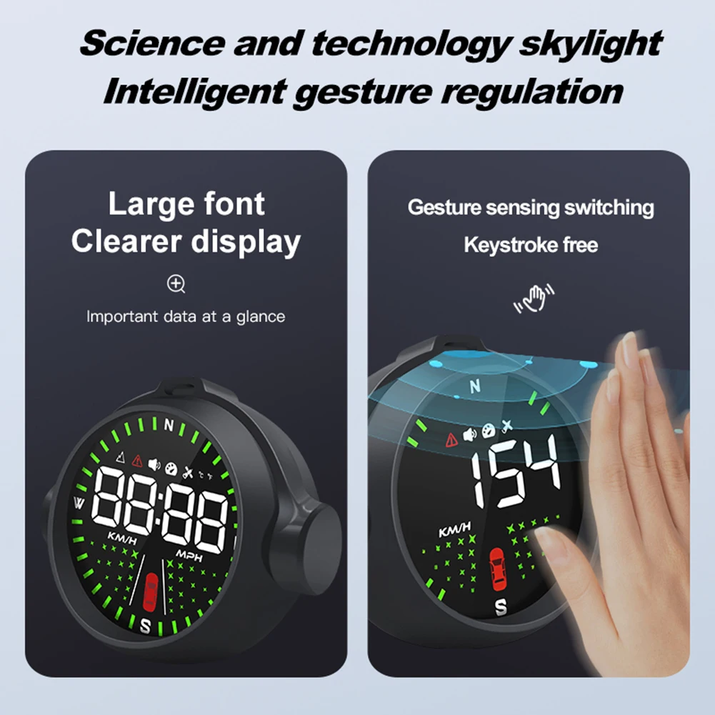 

Next Level Future Oriented HUD Digital Speedometer with Cool Body Design Comes with LED Display and Gesture Control