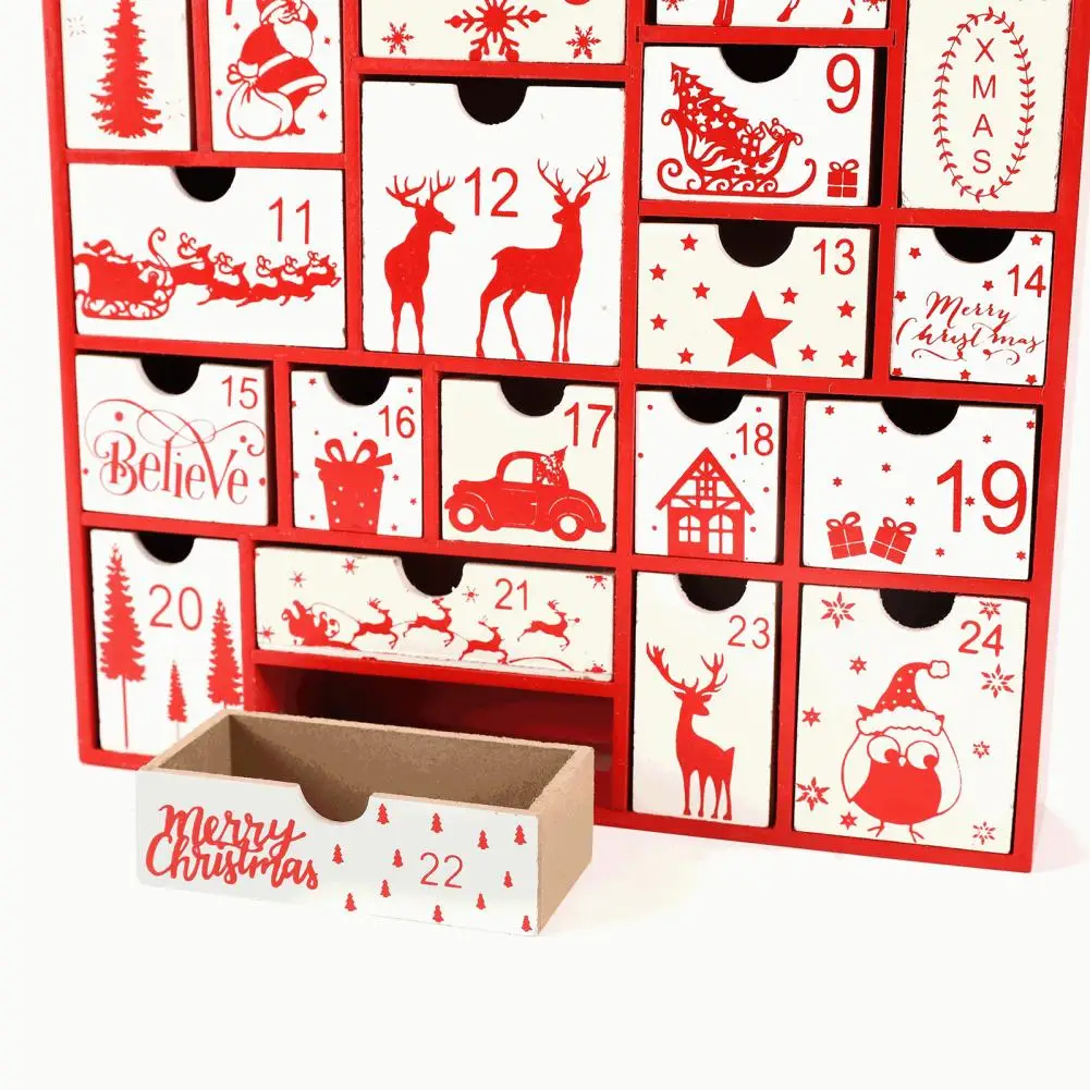 

Christmas Countdown Ornament Unique Smooth Edges MDF 24 Xmas Countdown Gift Box for Christmas