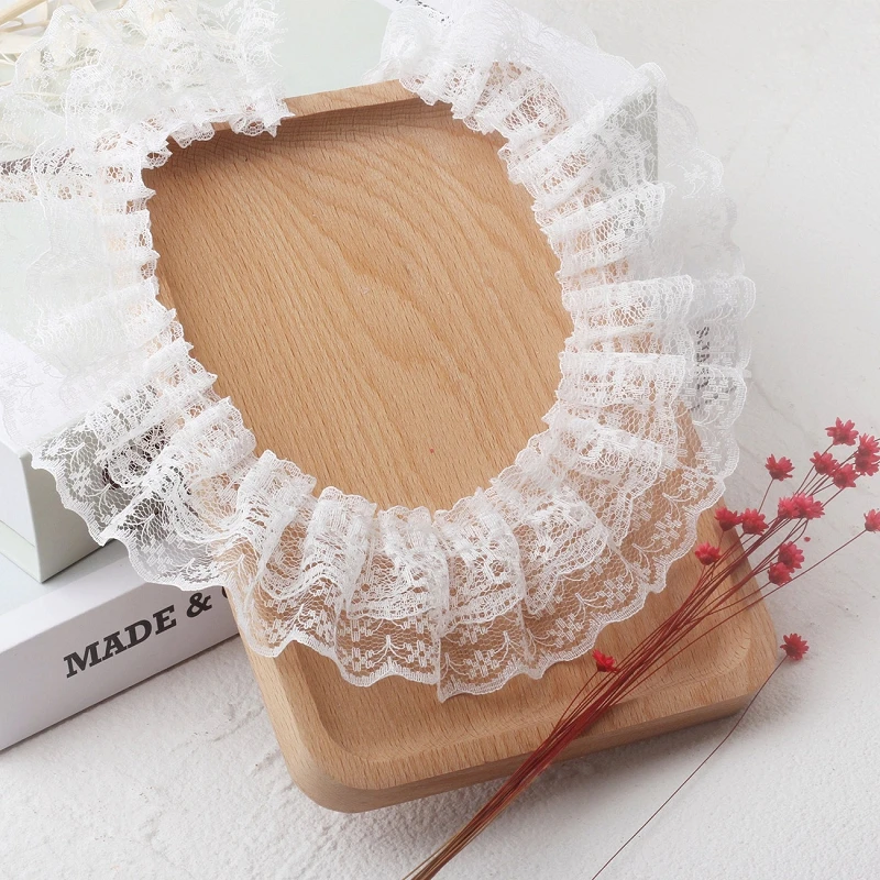 

40Yards Luxury Embroidery White Flower Lace Fabric Trim Ribbon DIY Sewing Applique Collar Ruffle Craft Christmas Guipure Decor