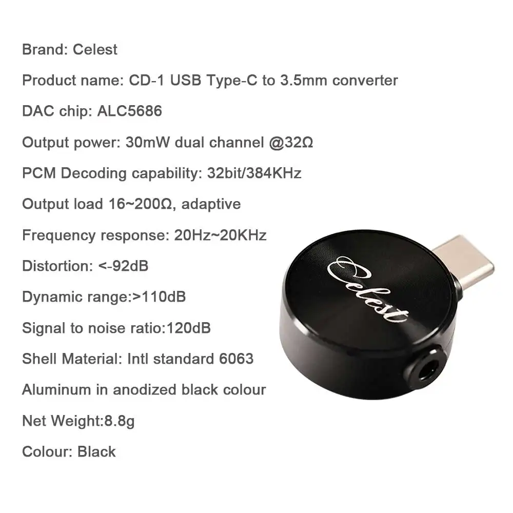 Декодирование Kinera Celest CD-1 USB Type-C на 3 5 мм DAC Amp 384 кГц/32 бит