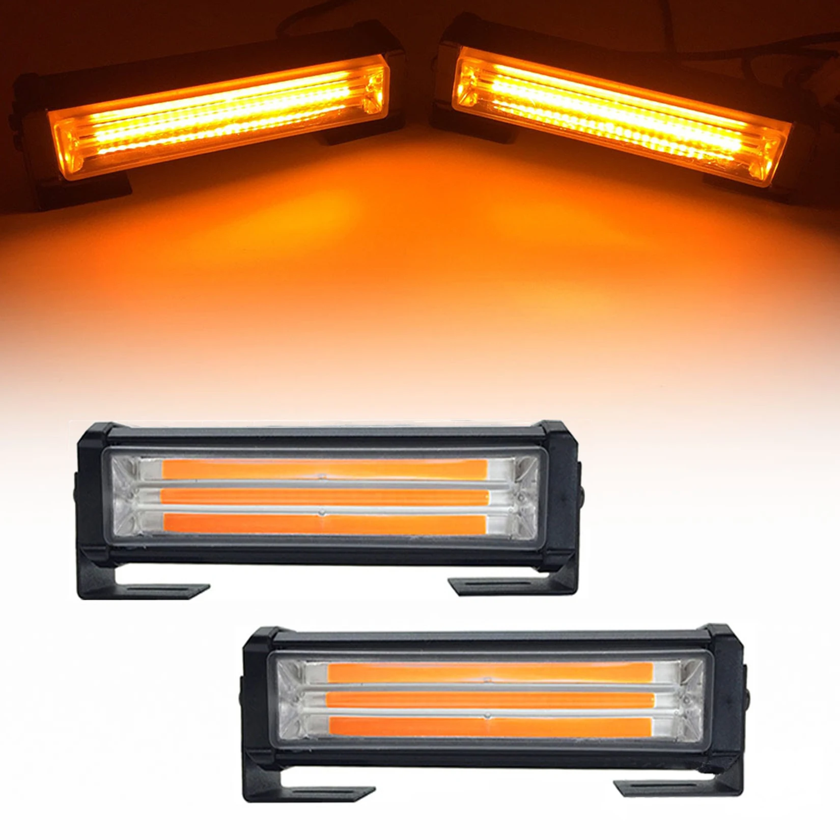 

2/4PCS COB Car Truck Grille LED Strobe Light Fireman Police Flashing Emergency Warning lights Yellow Signal Lamp Car Accessories