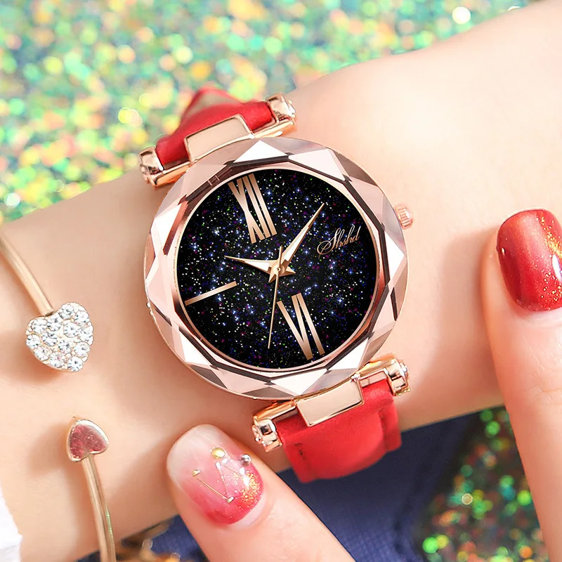 

Women Watch Star Sky Dial Clock Luxury Rose Gold Fashion Women's Bracelet Quartz Wrist Watches