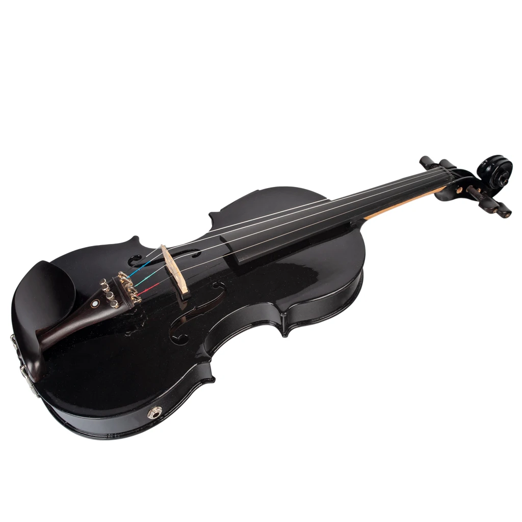 NAOMI 4/4 Full Size Violin Fiddle Acoustic Electric Violin Solid Wood Body Ebony Accessories  Black Electric Violin enlarge