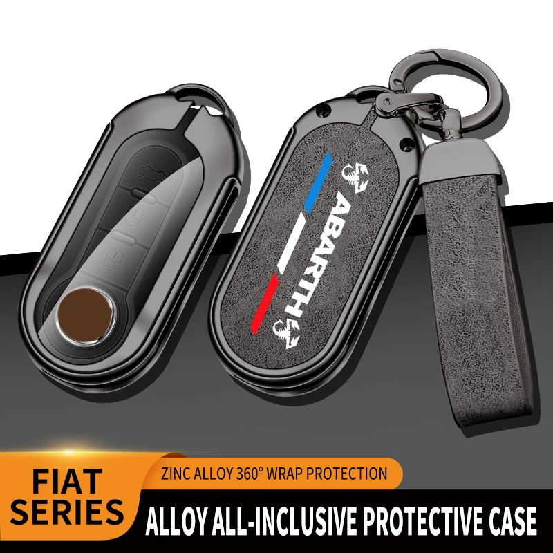 

Car Zinc Alloy Key Case Bag For Fait Abarth 500 500l 500x Bravo Punto Panda Car Key Chain Metal Key Shell Decoration Accessories