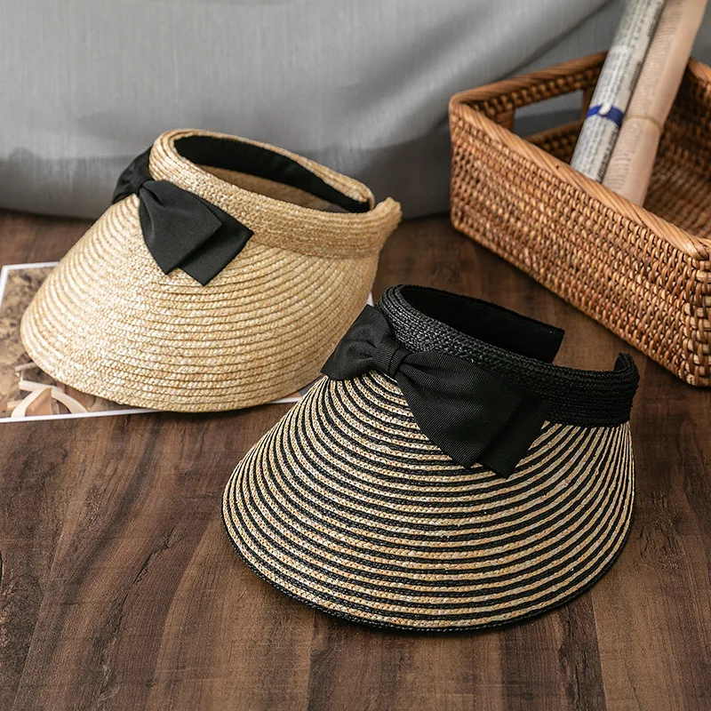 

202203-2508533 dropshipping japan bowknot HANDMADE fine straw without lady VISORS cap women leisure street hat