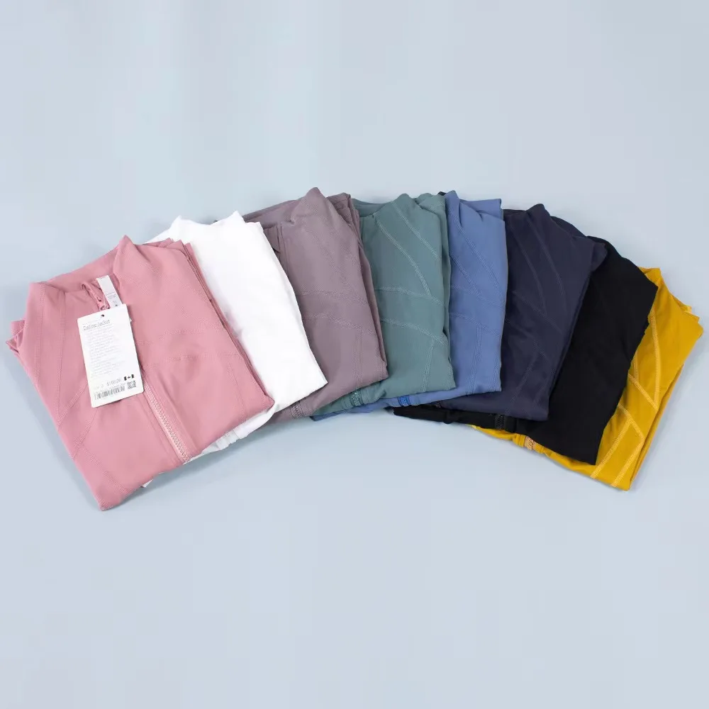 Yoga suit, women's sports spring jacket, breathable and quick drying sports solid color jacket, women's tight fitting, casual fi