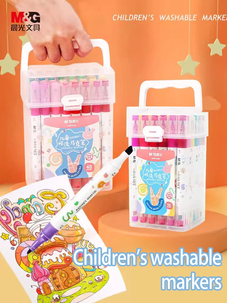 

Children's washable color markers Student art safety non-toxic drawing pen set 80 color waterborne double head watercolor pen gr