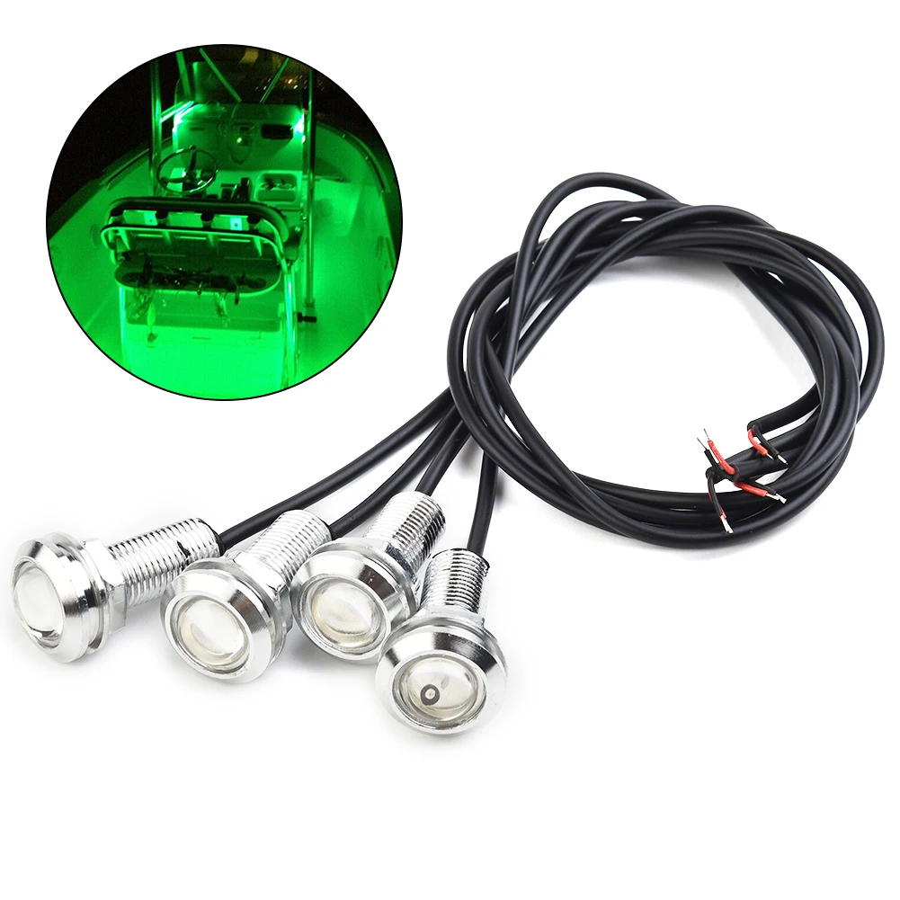 

4pcs Silver LED Boat Light Waterproof 12v Deck Storage Kayak Bow Trailer Green 500 Lm 500 Lm 3W 6061 Aluminum Housing Light Up