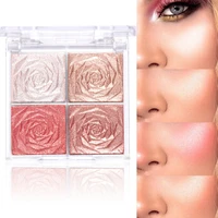 rose diamond highlighter powder palette 4 colors glitter face contour brighten makeup shimmer illuminate high light cosmetic