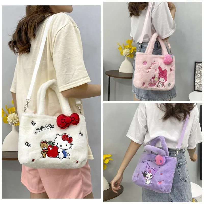 

Hello Kitty Sanrio Plush Shoulder Crossbody Bag Kawaii Anime My Melody Kuromi Cinnamoroll Cartoon Tote Bag Girl Doll Handbag