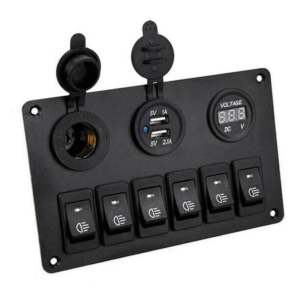 

Светодиодная клавишная панель с цифровым вольтметром, комбинированные водонепроницаемые переключатели с двумя USB-портами, 12 В для автомоби...