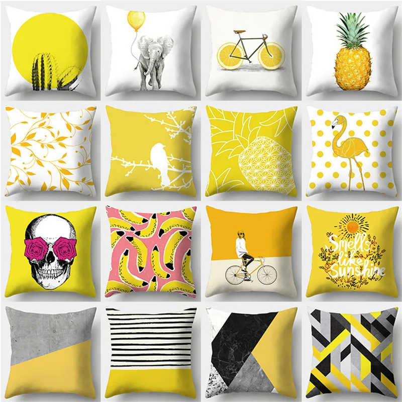 

Polyester Pillowcase Yellow Geometric Decorative Cushion Cover Decorative Pillow Sofa Cushion Home Decor Pillowcase