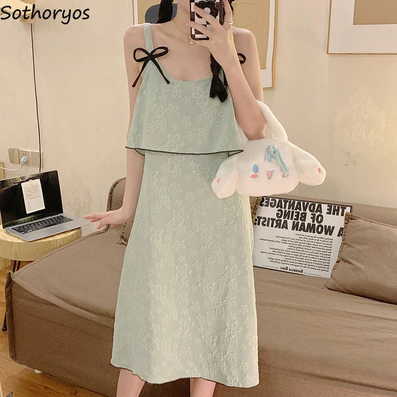 

Ночные рубашки женские с бантом модные нежные без рукавов Горячая Распродажа удобные повседневные летние простые в японском стиле