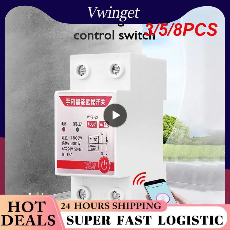 

3/5/8PCS Remote Control Smart Remote Meter Switch 63a Tuya Wifi Smart Circuit Breaker Switch With Metering Electricity Meter