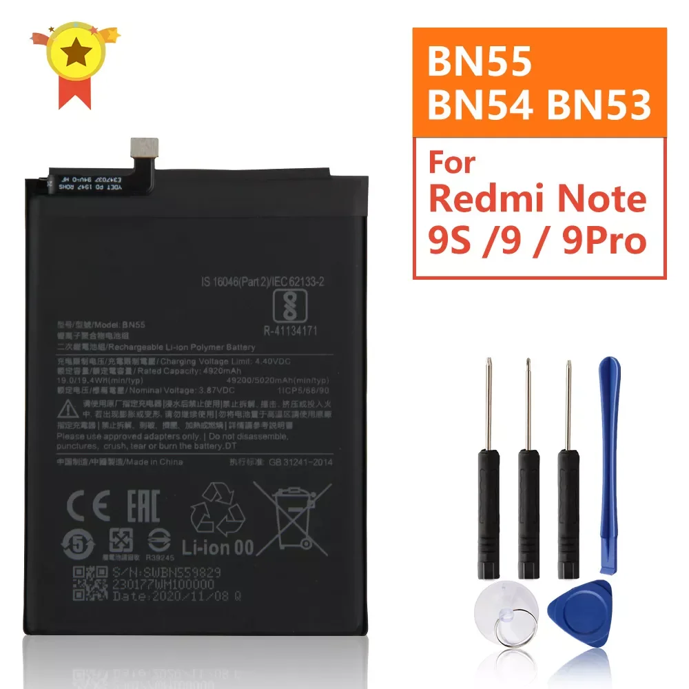 

2022New Battery For Redmi Note 9 Note9 BN54 Redmi Note 9Pro Note9 Pro BN53 Redmi Note 9S BN55 Rechargeable Battery
