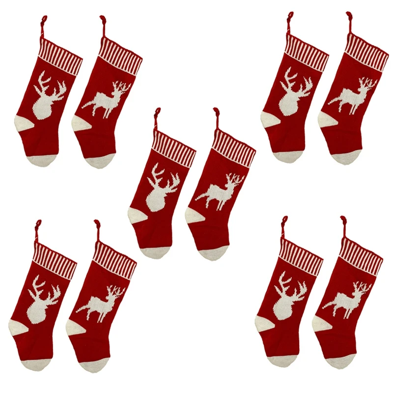 

10 Pcs Christmas Stocking, Xmas Fireplace Socks Candy Gift Bag Christmas Tree Hanging Ornaments Decoration