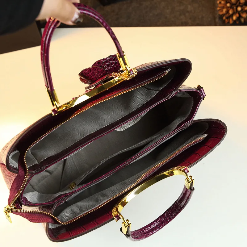 Женская сумка-тоут с крокодиловым узором роскошная кожаная сумочка модный