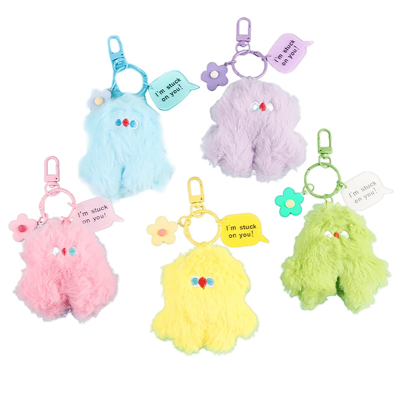 

Monsters Cartoon Animal Cute Chick Plush Keychain Doll Pendant Flower Key Ring Car Backpack Charms Decoration Bag Accessories