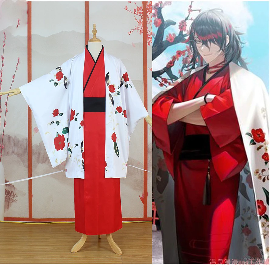 

COSLEE Vtuber Nijisanji Vox Akuma Cosplay Costume New Year Kimono Coat Haori Printing Uniform Halloween Party Custom Made
