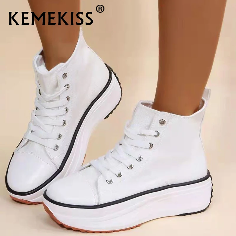 

KemeKiss 2022 New Woman Sneakers Thick Bottom Lace Up Fashion Spring Shoes For Women Ins Style Vacation Footwear Size 36-43