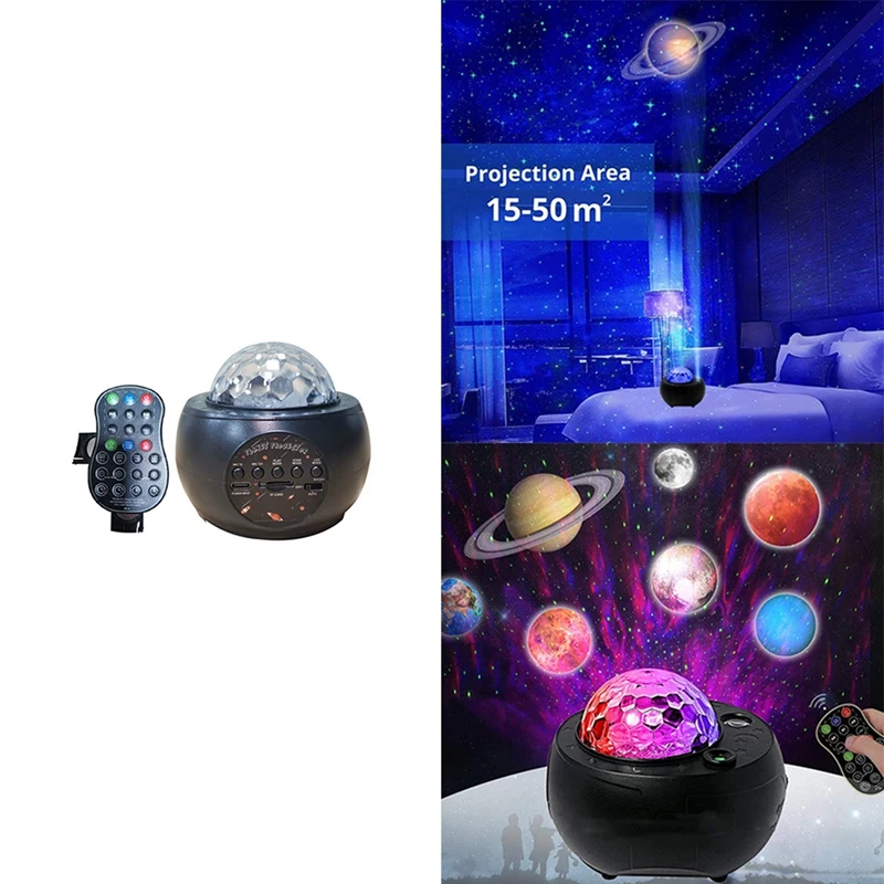 

Galaxy Starry Light With 10 Planets Built-In Bluetooth Speaker Ocean Wave Light For Kids Adults Night Light Projector