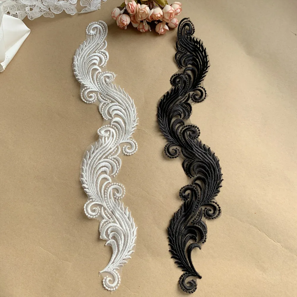 

2PCS Latest Patche Tulle Embroidery Lace Fabric Applique Sticker Collar Trim Patch Clothes sew on patches parches para ropa F25