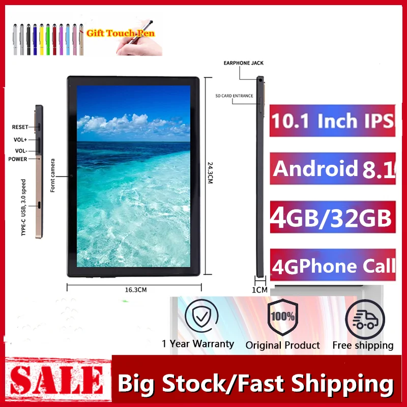 

10.1 INCH 4G Lte Phone Call Android 8.1 Tablet PC 4GRAM 32GB ROM Google Play MTK6750 IPS Screen Octa Core WIFI 5.0 Dual Camera