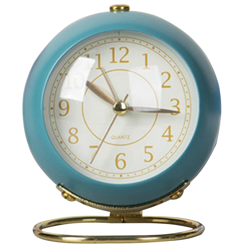 

Bedroom Alarm Clock Desk Analog Alarm Clock Ultra-Quiet Metal Non-Ticking Retro Small Table Clock Cute Clock