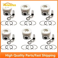 new 6 sets std piston kit with ring me220454 fit for mitsubishi 6d34t engine 104mm