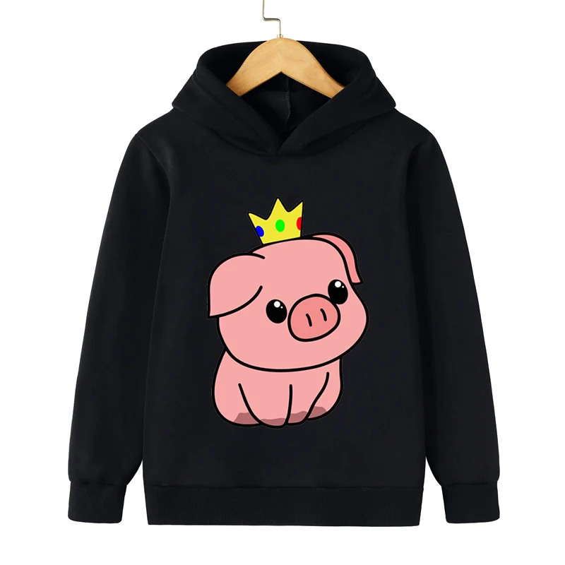 

Pink Pig Hoodie Autumn Baby Boys Tops Aesthetic Graphics Sweatshirt Harajuku Pig King Kids Clothes Girls Kawaii Cartoon Pullover