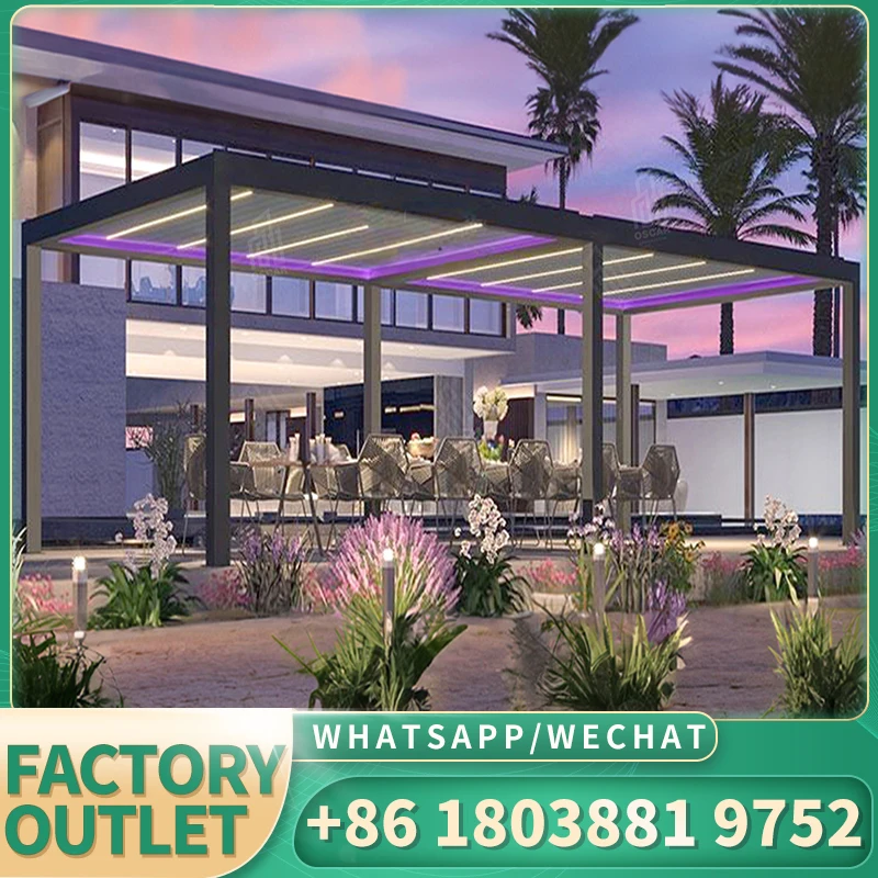 Выдвижная 3X4 садовая беседка Электрический павильон моторизованная уличная