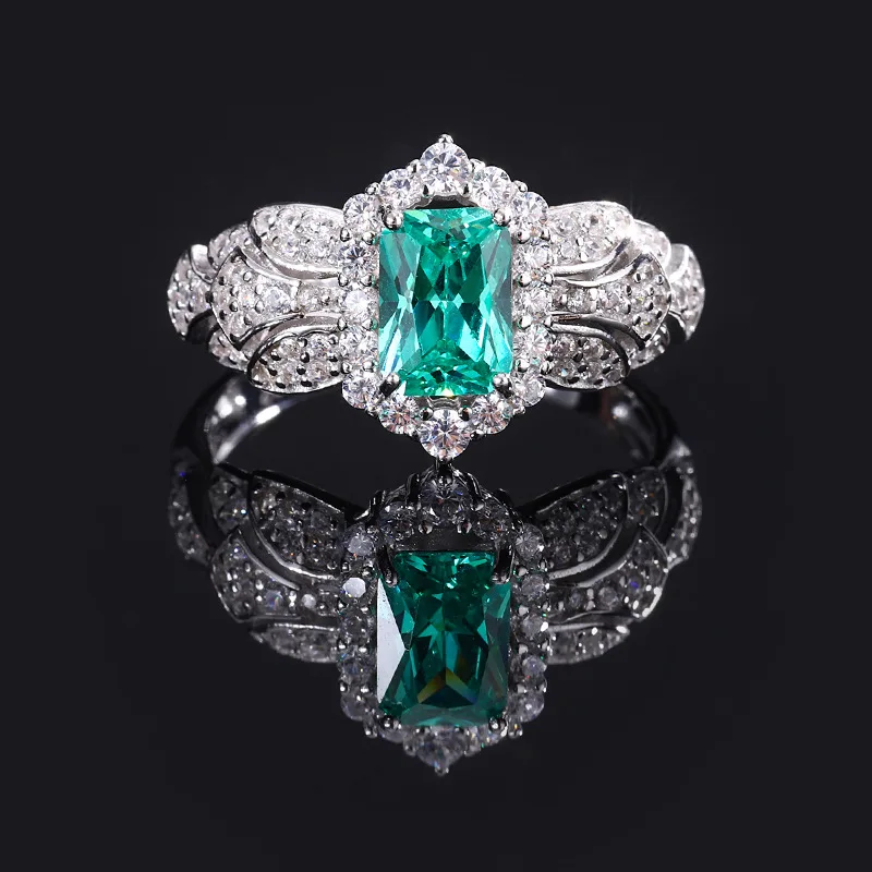

Women's 100% 925 Sterling Silver Ring 10*12mm Radiant Cut Topaz Emerald Gemstone Rings Charms Wedding Party Fine Jewelry Gift
