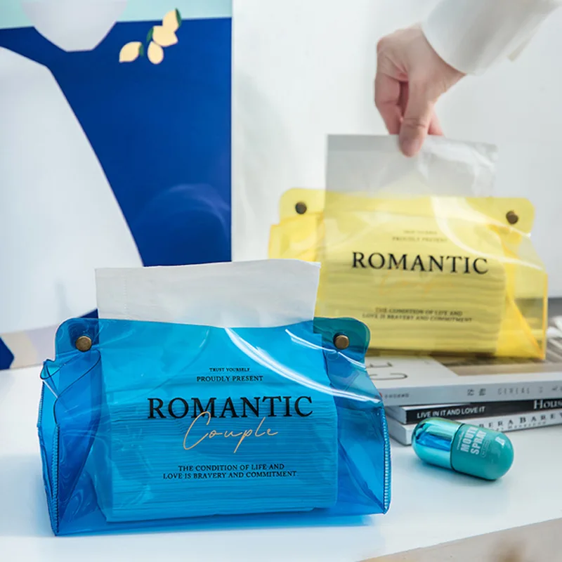 

Napkins Custom Packaging Box Wind Car Tissue Bag Living Room Fashion Art Fan Creative Transparent Tissue Box