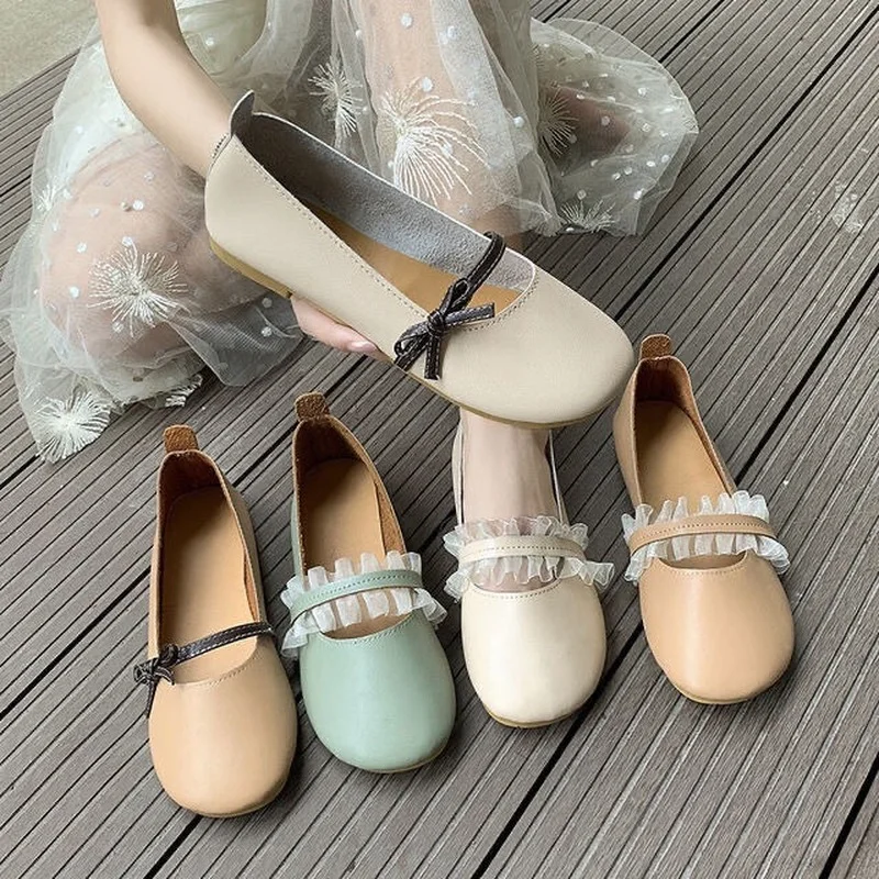 

Flat Evening Gentle Beanie Women's Shoes New Spring and Summer Mary Jane Shoes Pu Leather Shoes Round Toe Womans Shoes E219