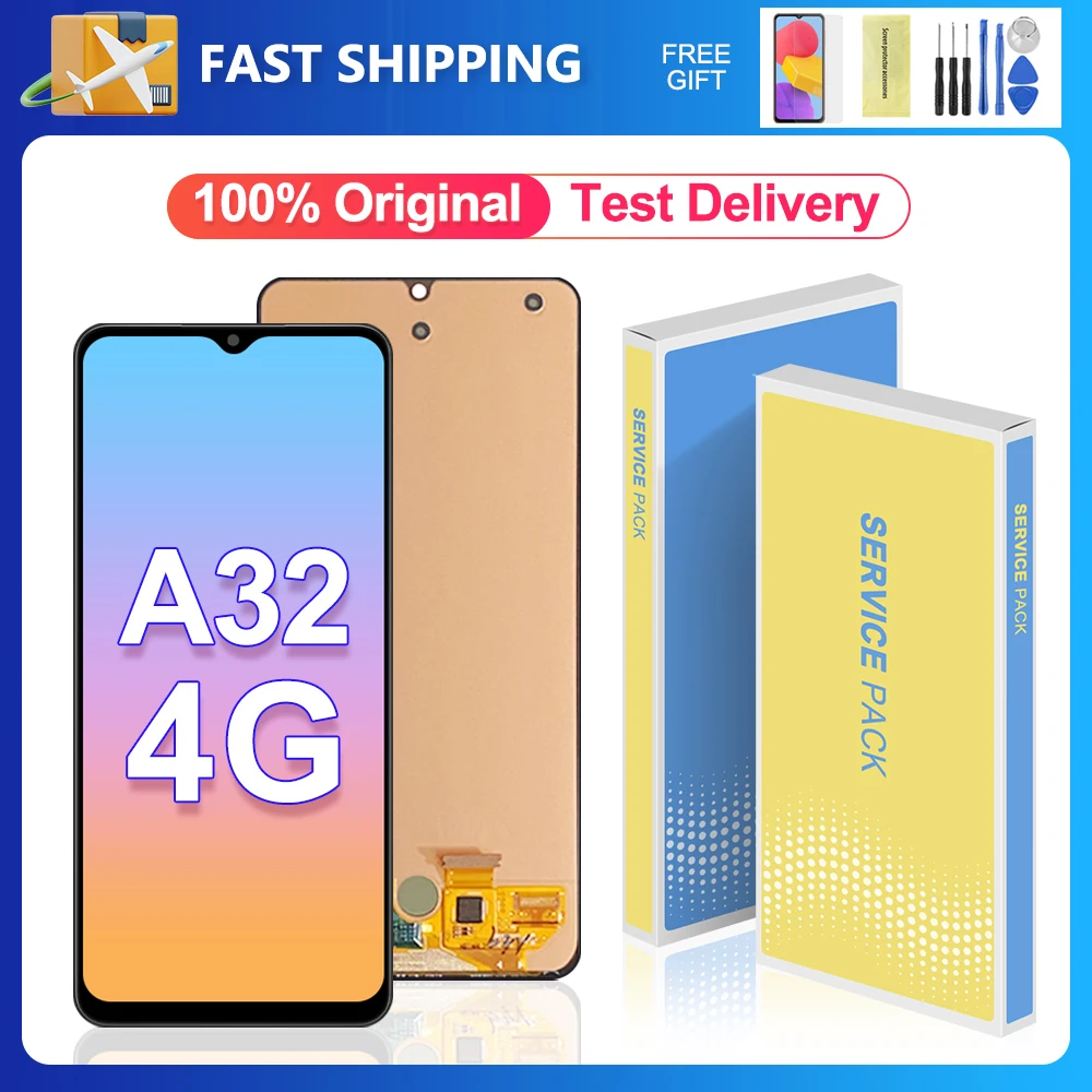 

100% Оригинальный дисплей 6,4 дюйма для Samsung Galaxy A32 4G LCD A325 A325F дисплей сенсорный экран дигитайзер в сборе запасные части