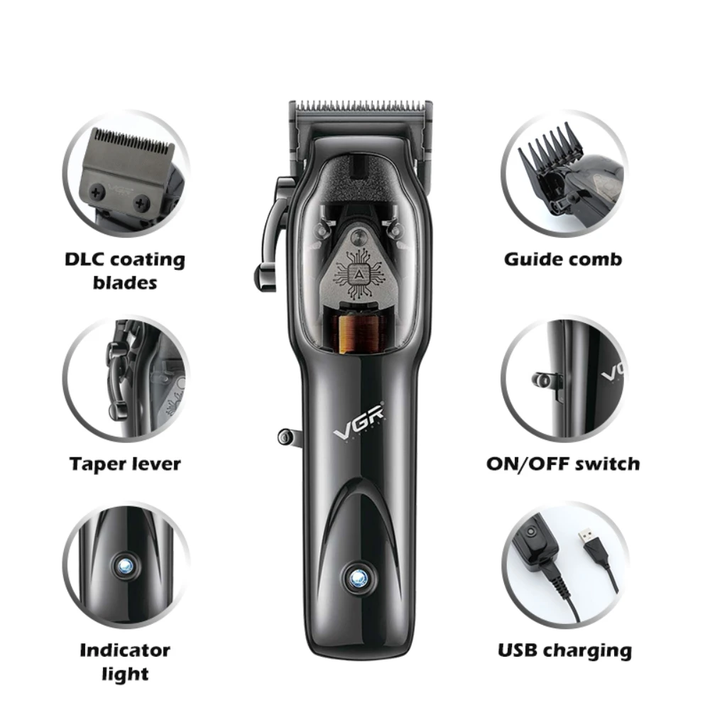 

V-653 Men's Hair Clipper Professional Hair Cutting Machine Cordless Hair Trimmer Electric Barber Haircut Machine Trimmer for Men