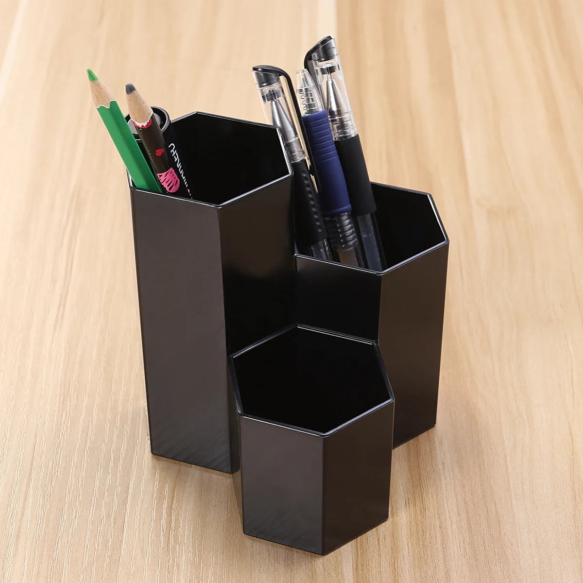 

Holder Brush Organizer Pen Desk Storage Supply Up Make Desktop Geometric Cup Stand Box Stationary Tabletop Makeup Succulent