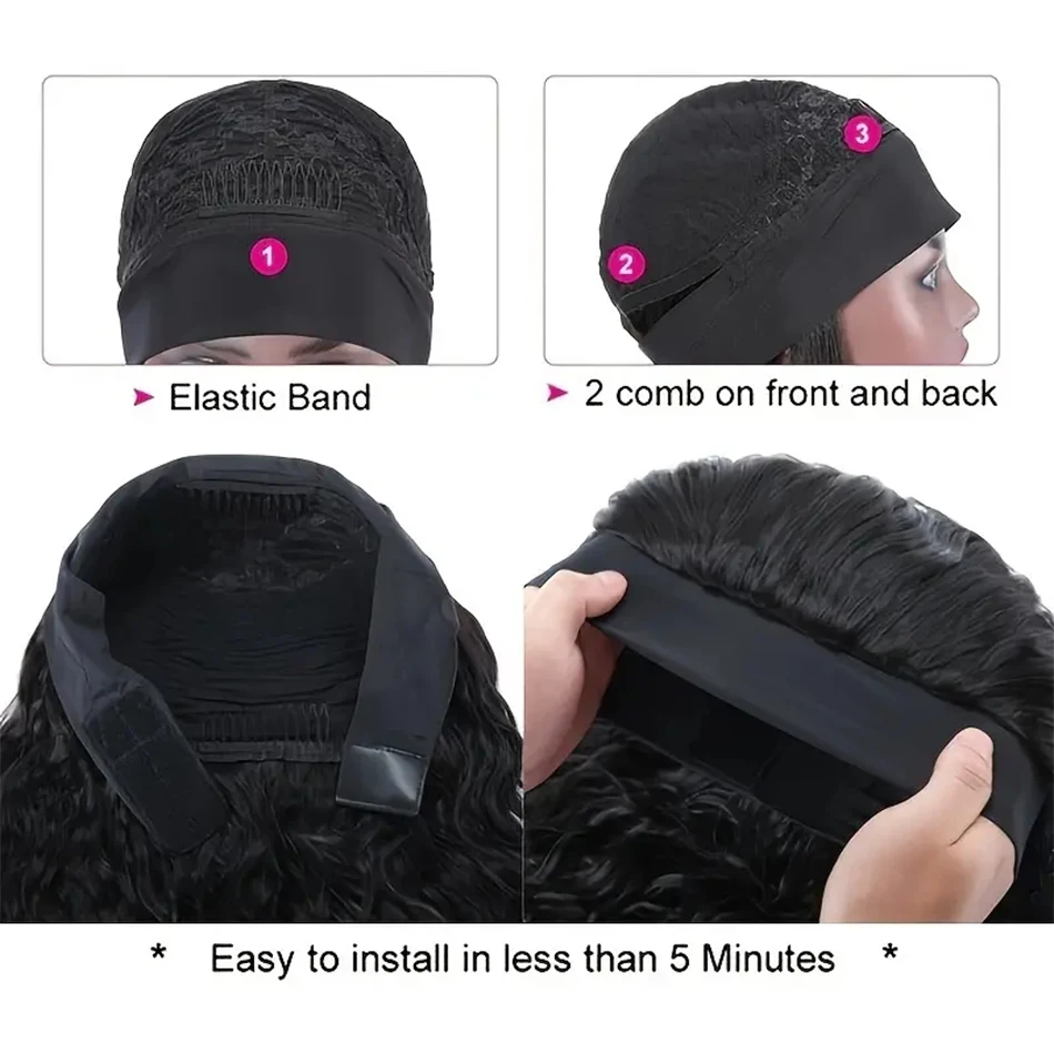 Dula A Hair Water Wave Remy Парики из натуральных волос для женщин Средний размер шапки