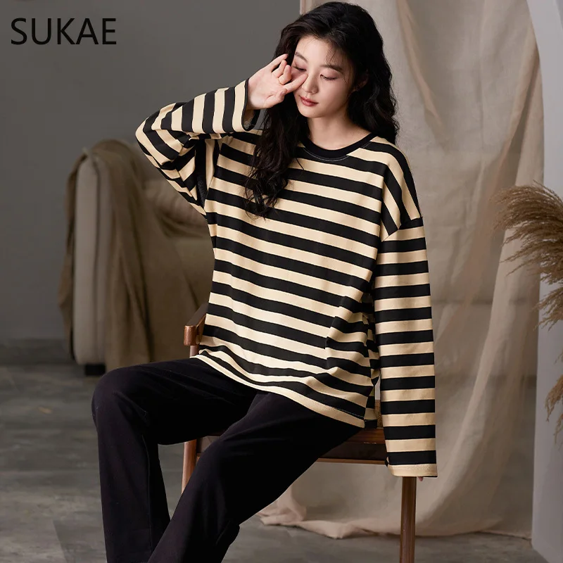 Женский пижамный комплект SUKAE одежда для сна из мягкого искусственного хлопка с