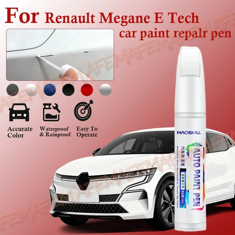 Фото Ручка-корректор для ремонта лакокрасочного покрытия Renault Megane E-Tech 2020-2025, средство для удаления царапин, аксессуары для авто, черный, белый, краска для автомобиля №1