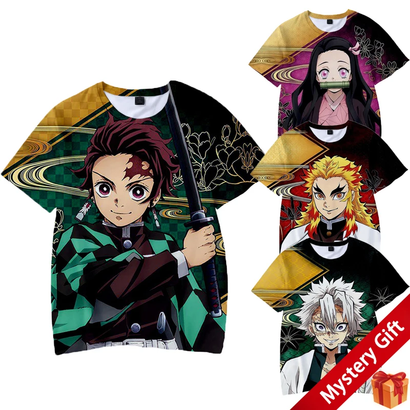 

Summer demon slayer 3D Print T-Shirt Mens Short Sleeve Cool Top Couples harajuku Fashion Casual Anime Clothes Streetwear TShirt