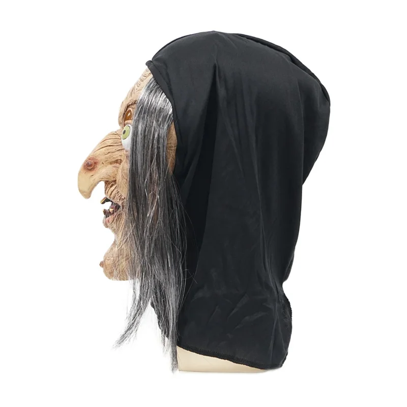 Маска Reneecho The Old Witch с волосами и капюшоном латексная маска ужасов на Хэллоуин для
