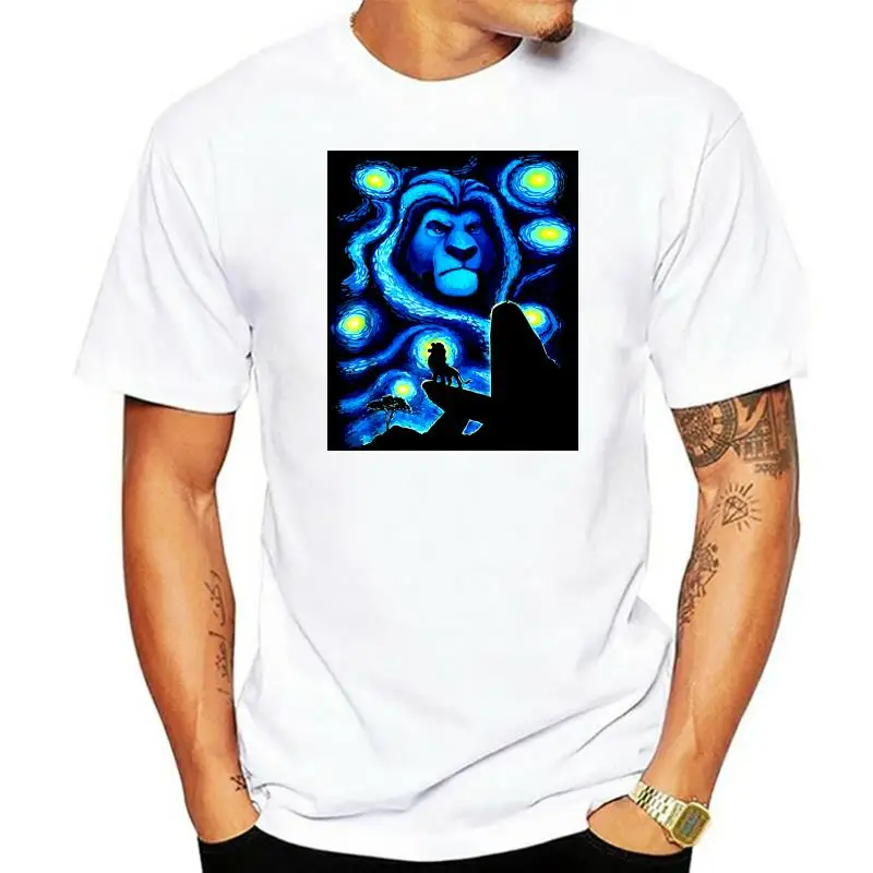 

Футболка с надписью The Lion King Mufasa Starry Night Pride Rock, черная хлопковая футболка унисекс для мужчин и женщин, бесплатная доставка