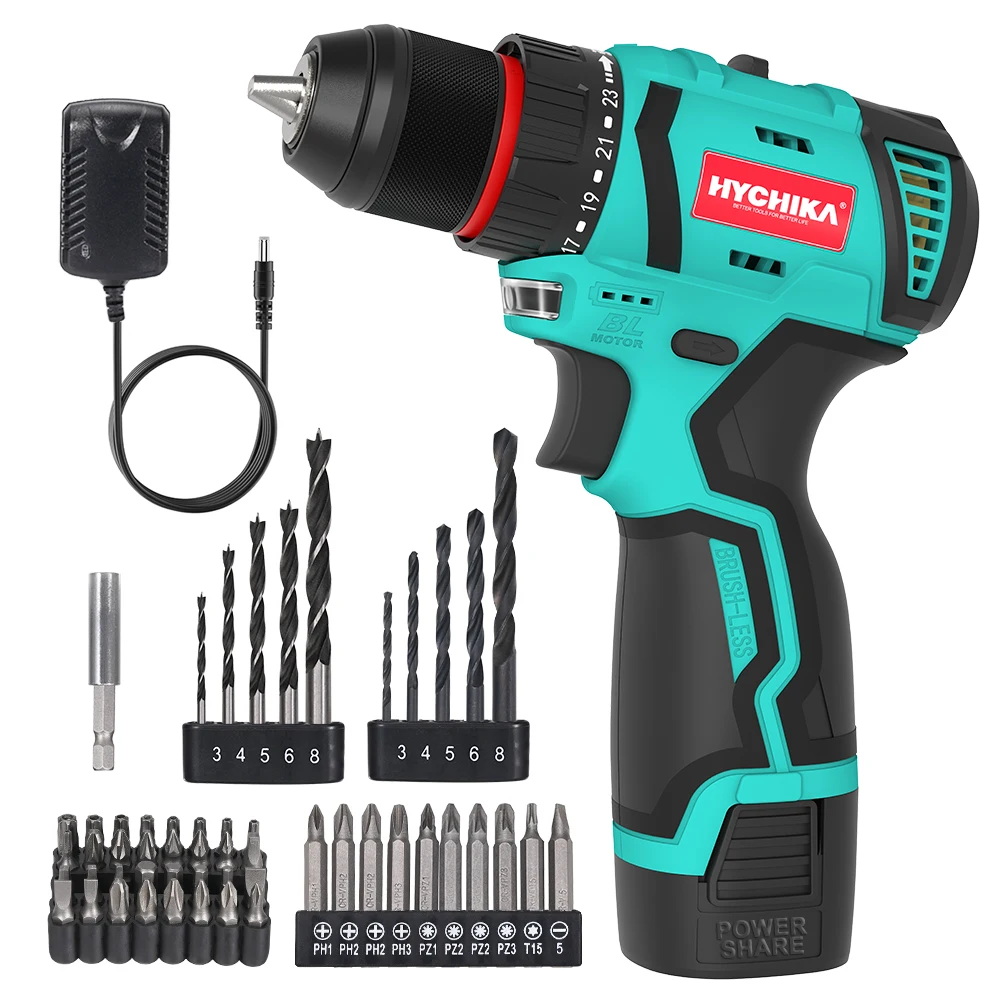 Бесщеточная электрическая дрель HYCHIKA с 53 сверлами 16 8 В 1500 об/мин отвертка для