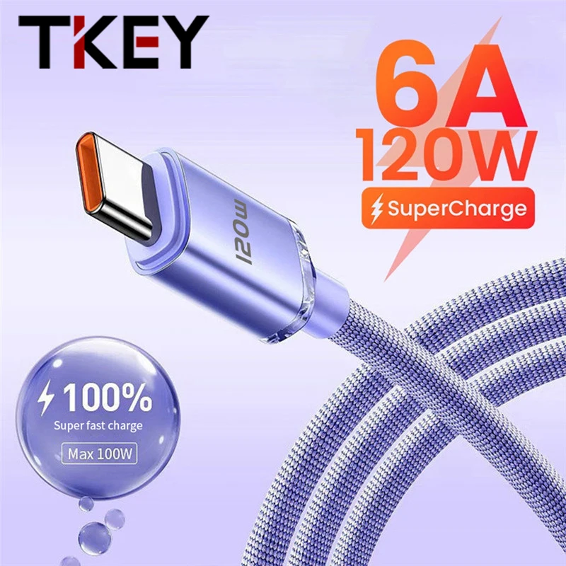 6A Super Fast Cahrger Cable USB Type-C Quick Charge Mobile Phone Date Cord For Samsung Xiaomi Huawei USB C Cables C Charger